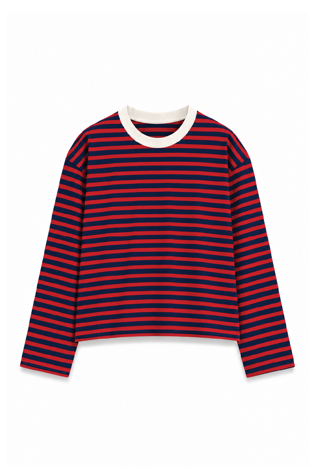 Cream Collar Long Sleeve Tee