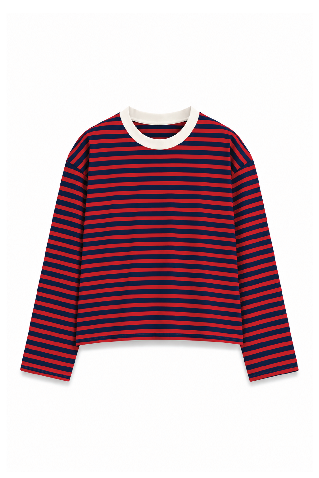 Cream Collar Long Sleeve Tee