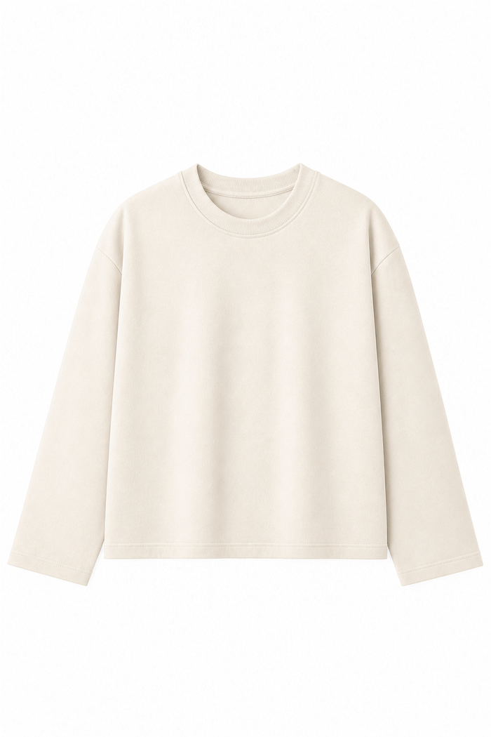Cream Loose Fit Cropped T-Shirt