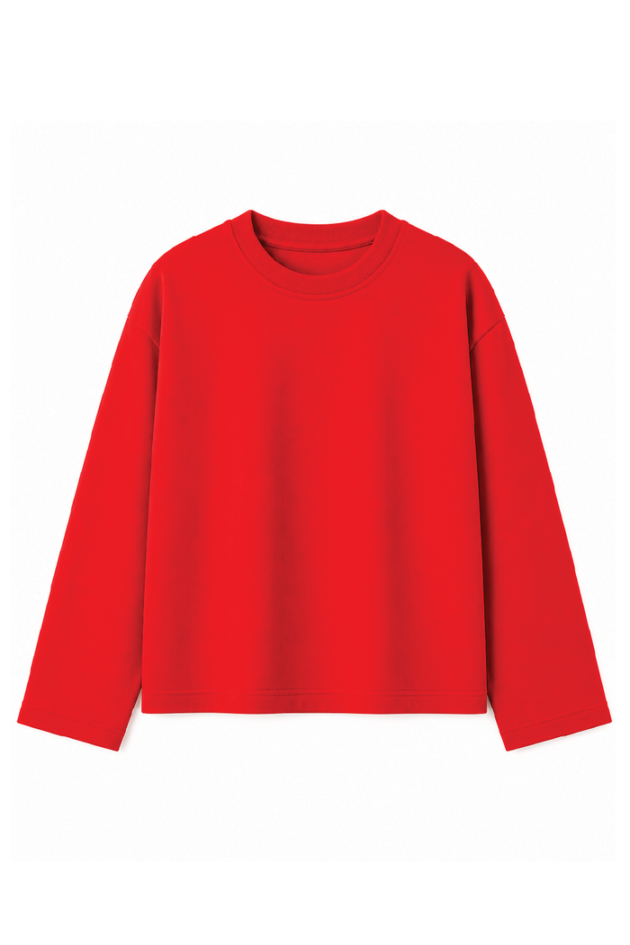 Blood Red Loose Fit Cropped T-Shirt
